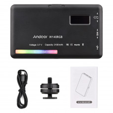 LED світло Andoer W140 RGB портативна відеолампа, CRI ≥95, 2500–9000K, для фото та відео