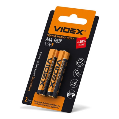 Батарейка солевая Videx R03P/AAA 2шт small blist