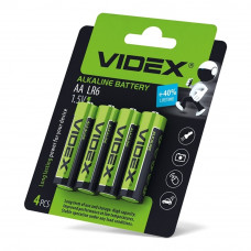 Батарейка щелочная Videx LR6/AA 4шт blister card