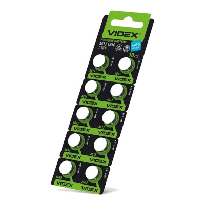Батарейка часовая Videx  AG13/LR44 blister card 10шт