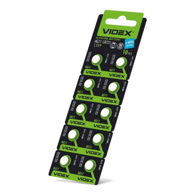 Батарейка годинникова Videx AG11/LR721 blister card 10шт