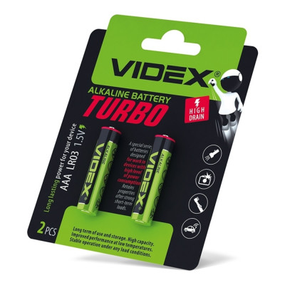 Батарейка щелочная Videx LR03/AAA Turbo 2шт blister